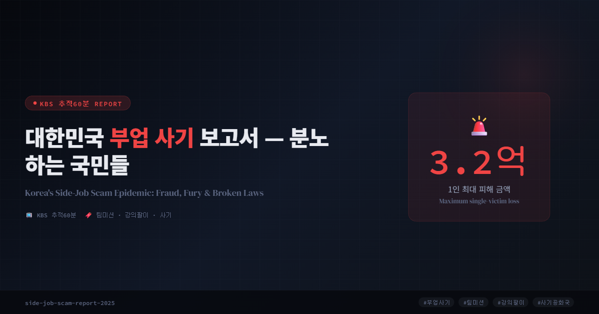 대한민국 부업 사기 보고서 — 팀미션, 강의팔이, 그리고 분노하는 국민들 | Korea’s Side-Job Scam Epidemic: Fraud, Fury & Broken Laws
